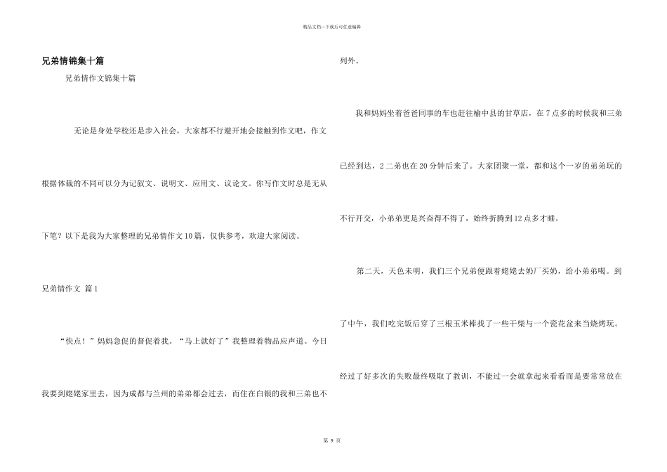 兄弟情锦集十篇_第1页