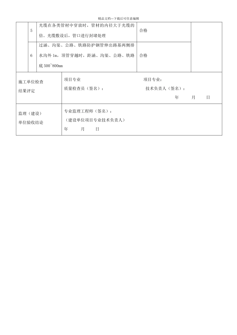 光缆敷设检验批质量验收记录_第2页