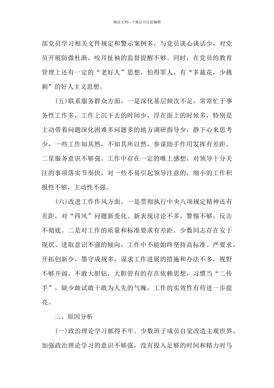 党史学习民主生活班子对照检查_第3页