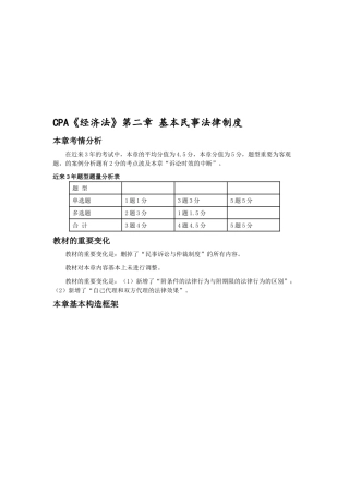 2025年CPA《经济法》考点解读基本民事法律制度