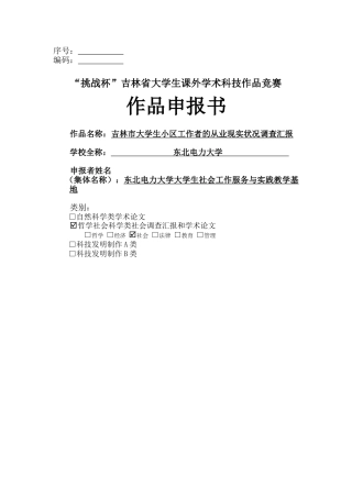 2025年吉林市大学生社区工作者的从业现状申报表