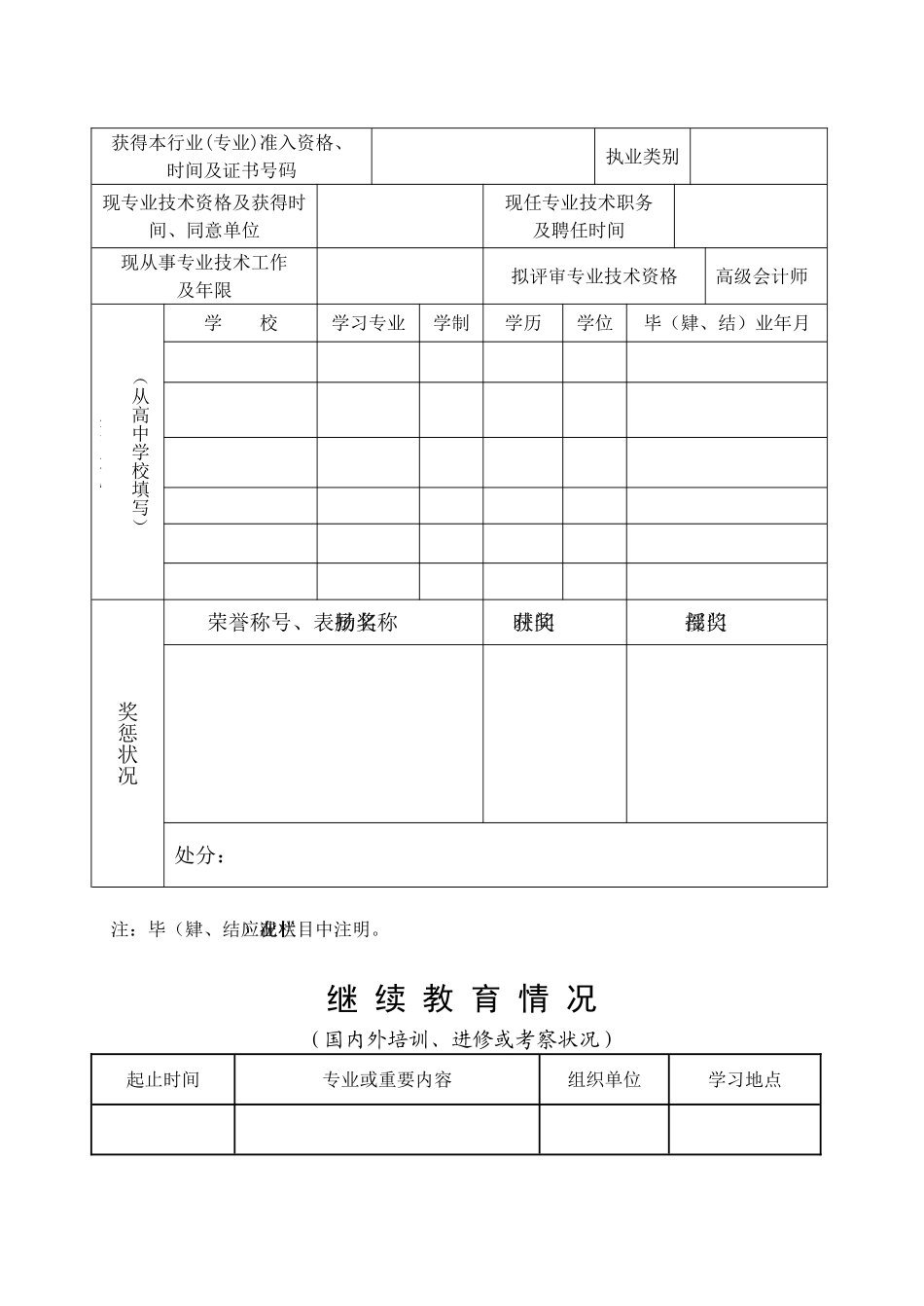 2025年江苏高级会计师评审专业技术资格评审申报表_第3页