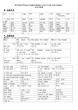 2025年4BM1U3知识点梳理