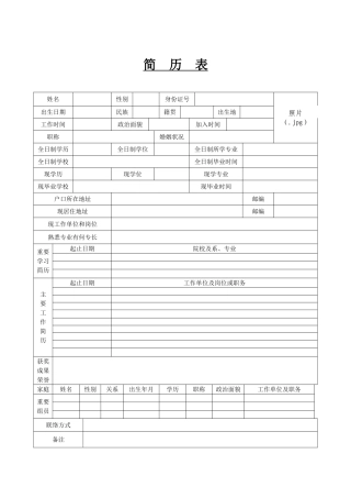 2025年个人简历范文全套