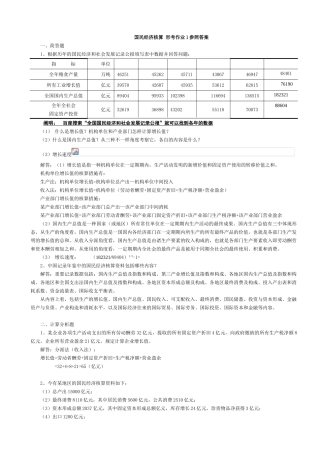 2025年电大会计学本科电大国民经济核算形成性考核册答案