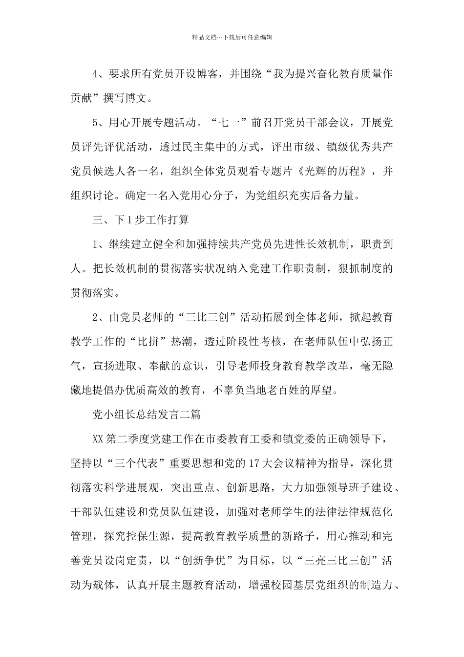 党小组长总结发言三篇_第3页