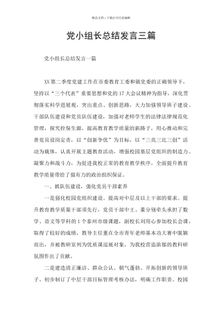 党小组长总结发言三篇