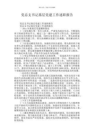 党总支书记基层党建工作述职报告