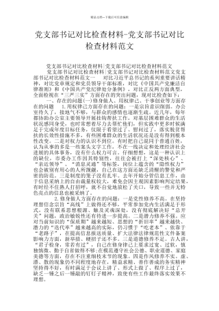 党支部书记对照检查材料