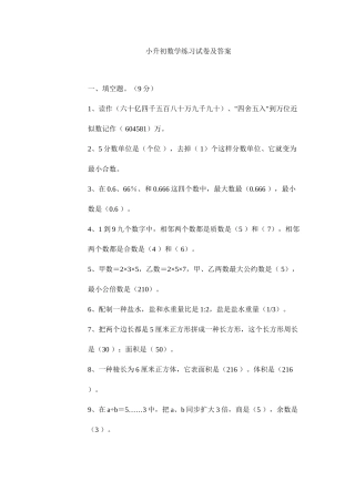 2025年小升初数学练习试卷及答案