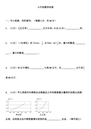 2025年沪教版小升初数学试卷及答案