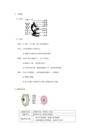 2025年浙教版中考专题复习之生物知识点总结资料