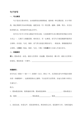 2025年小升初语文句子仿写的