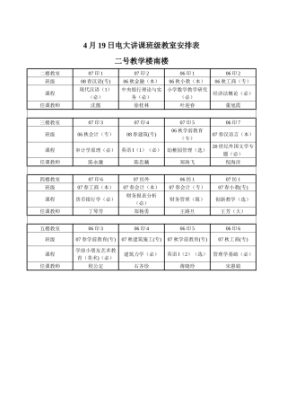 2025年日电大授课班级教室安排表