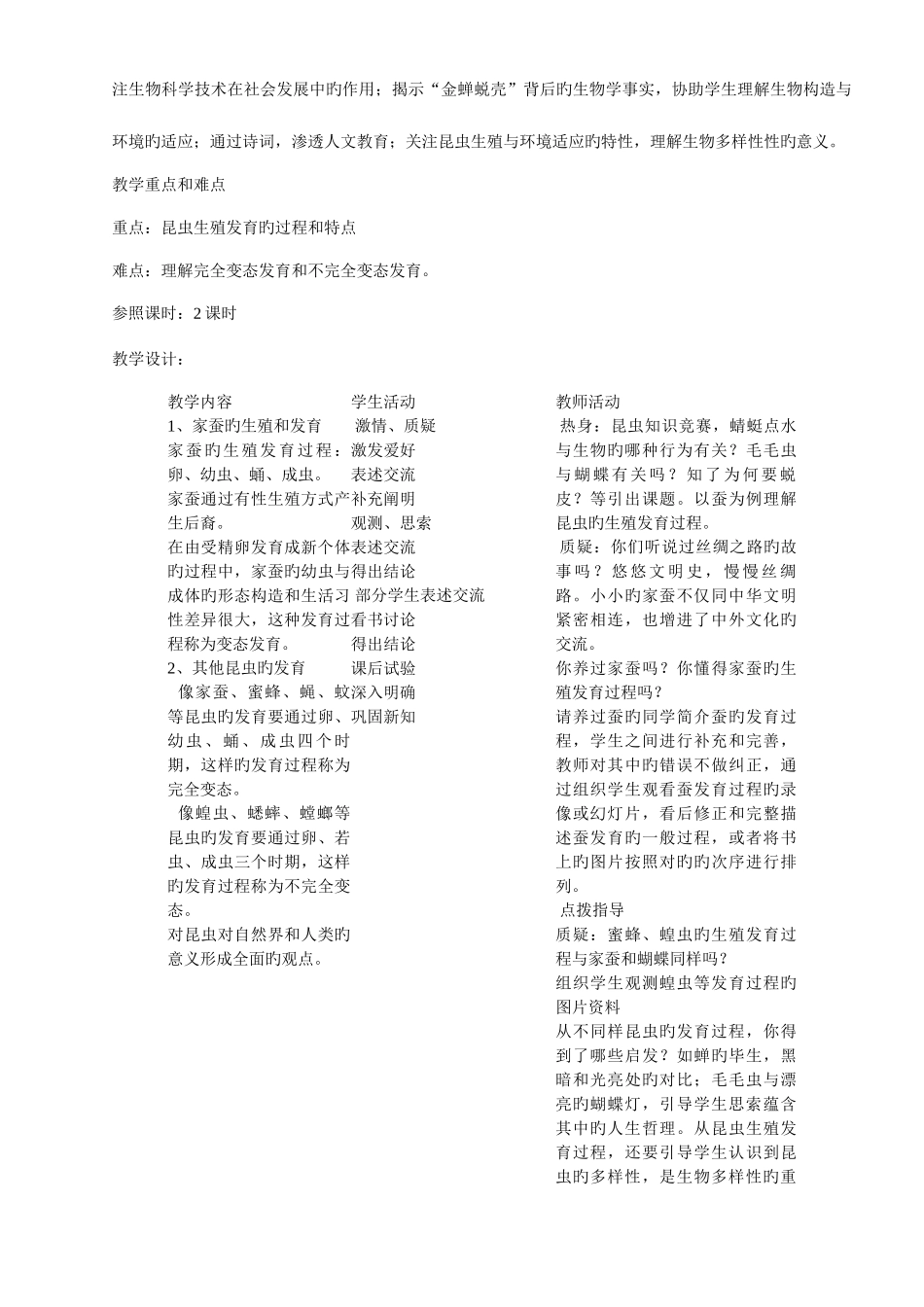 2025年新课标人教版八年级生物下册全册教案_第3页