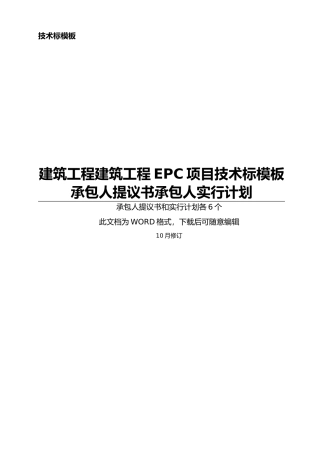 2025年EPC工程项目技术标承包人建议书和承包人实施计划模板全套