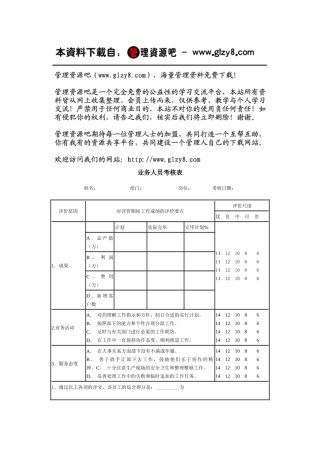 2025年业务人员考核表