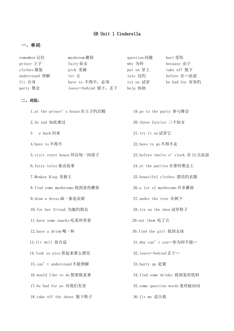 2025年苏教版五下英语5B知识点_第1页