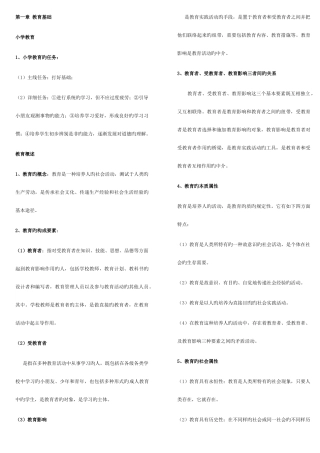 2025年小学教育教学知识与能力考点个人整理笔试已过