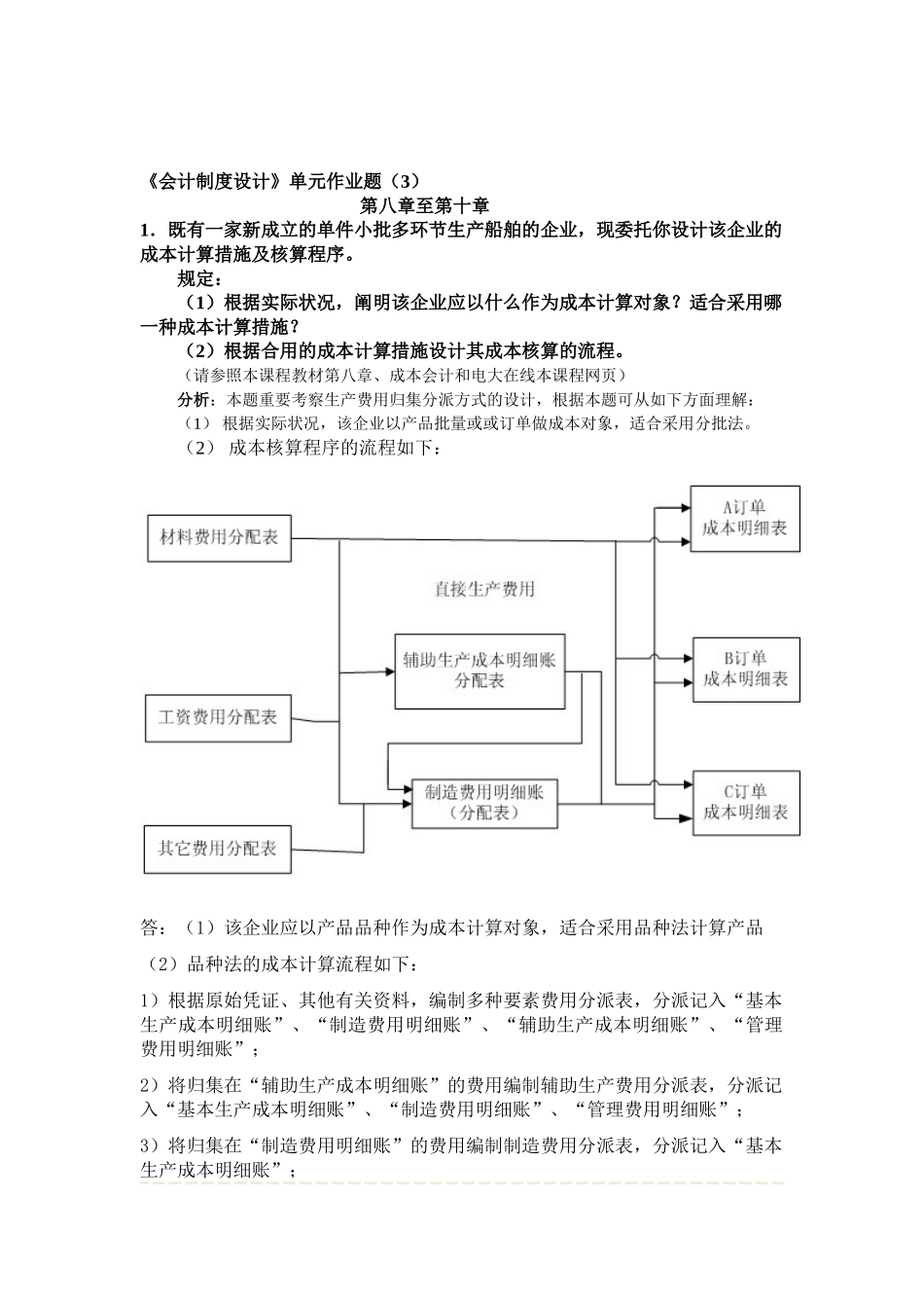 2025年会计制度设计形成性考核答案作业_第1页