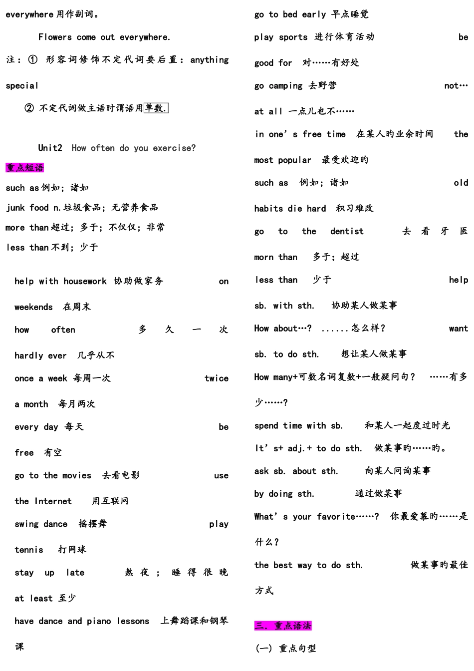 2025年秋人教版八年级上册英语知识点_第3页
