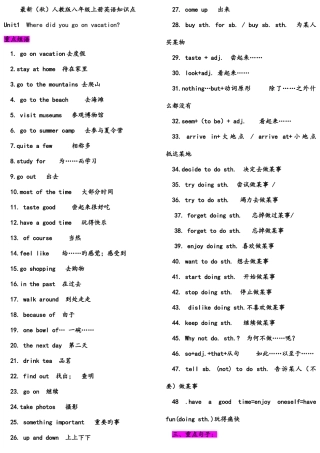 2025年秋人教版八年级上册英语知识点