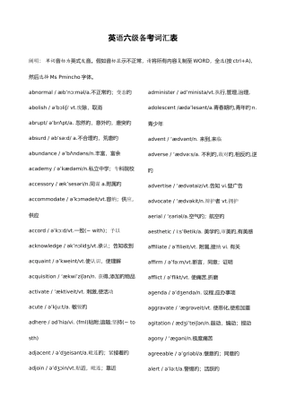 2025年过六级必学词汇含音标