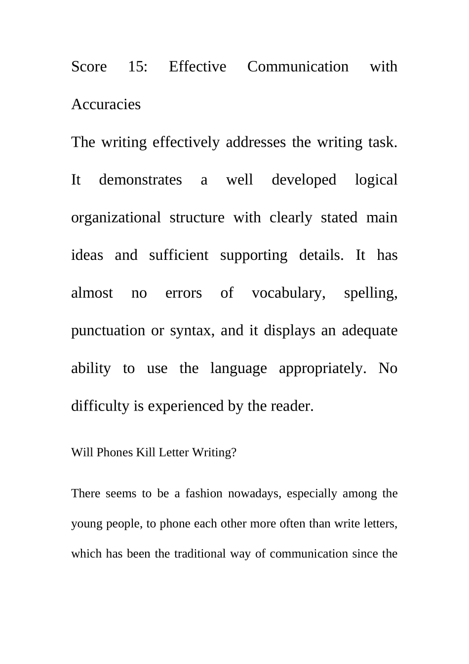 2025年英语专业四级作文评分标准和范文_第1页