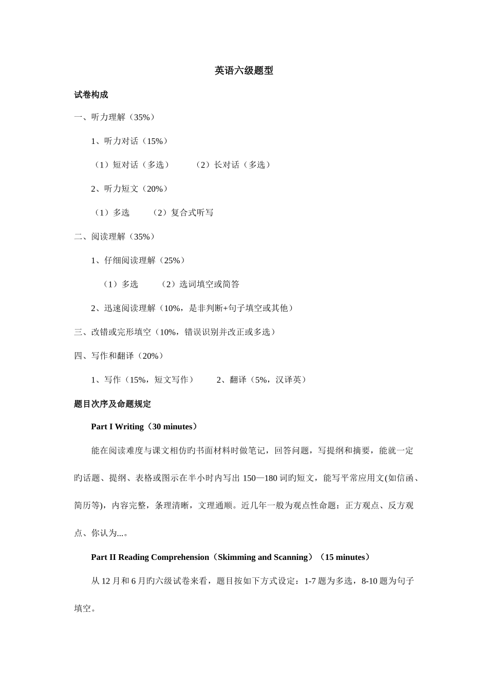 2025年英语六级题型介绍语法分析_第1页