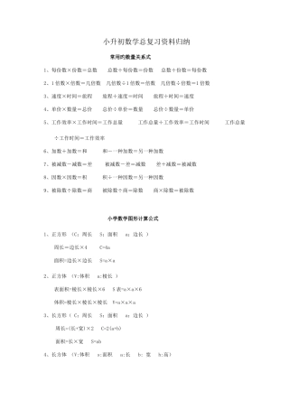 2025年新版小升初数学总复习资料归纳