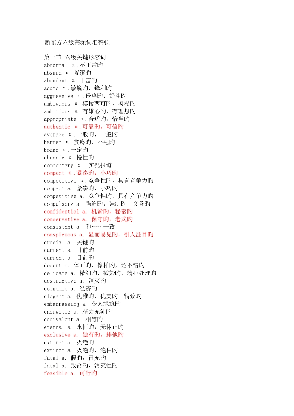 2025年新东方六级高频词汇整理_第1页
