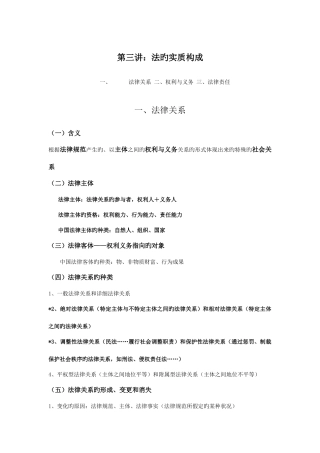 2025年法理复习笔记法的实质构成法律关系权利与义务法律责任