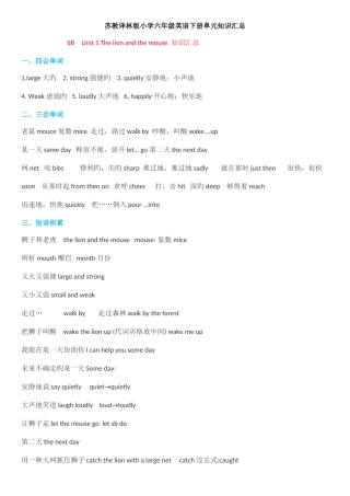 2025年新版译林英语六年级下册知识点整理