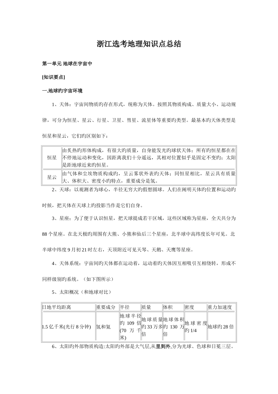 2025年浙江选考地理知识点总结_第1页