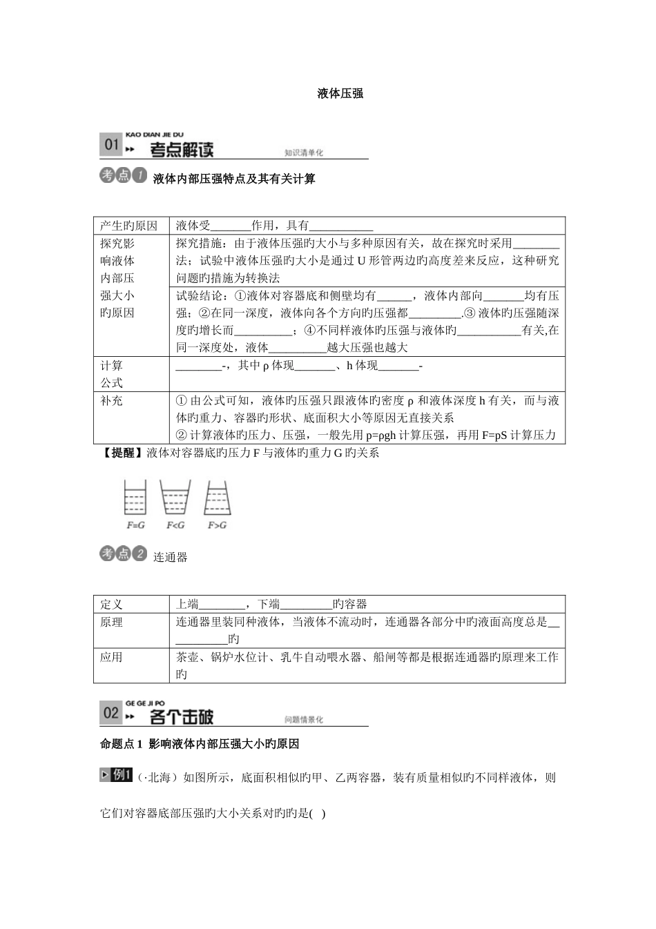 2025年液体压强复习含答案知识点例题_第1页