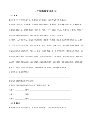 2025年小升初语文阅读理解备考专练二缺答案