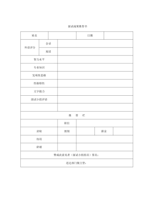 2025年现代企业面试结果书