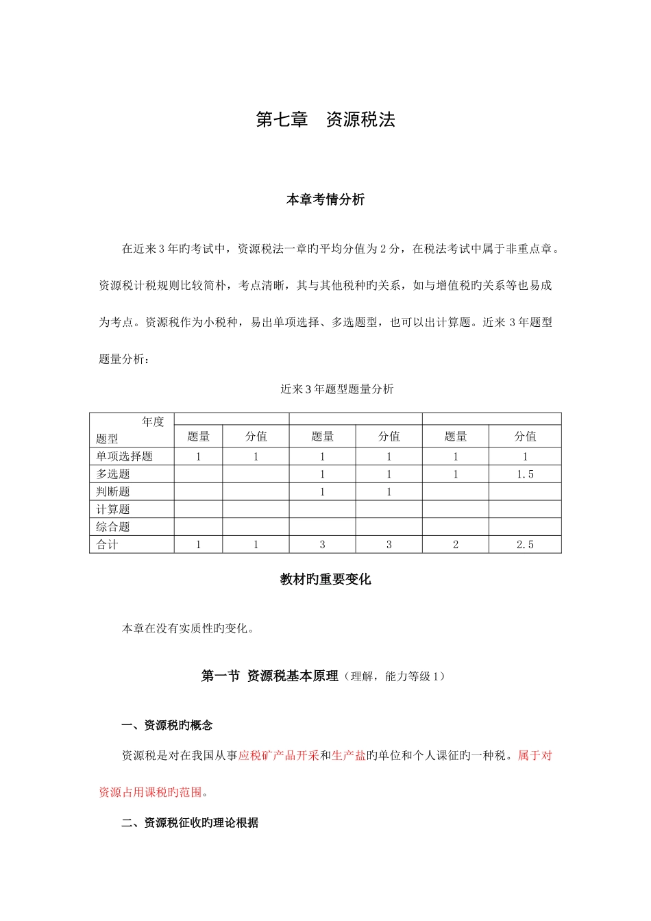 2025年注册会计师税法7资源税法_第1页