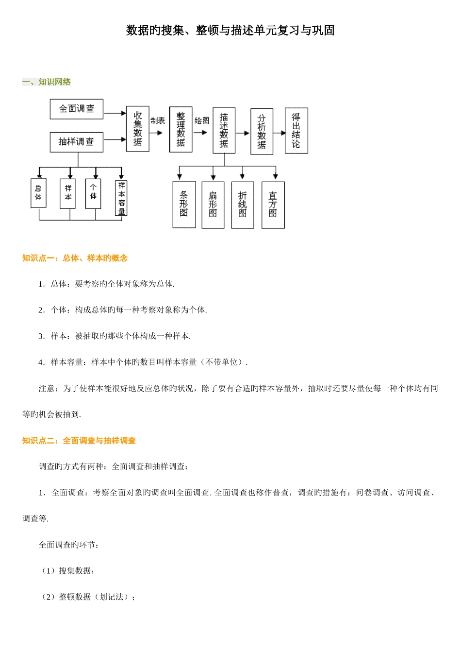 2025年数据的收集整理与描述知识点_第1页