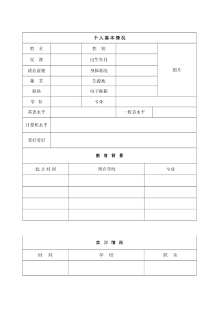 2025年教师招聘简历模板