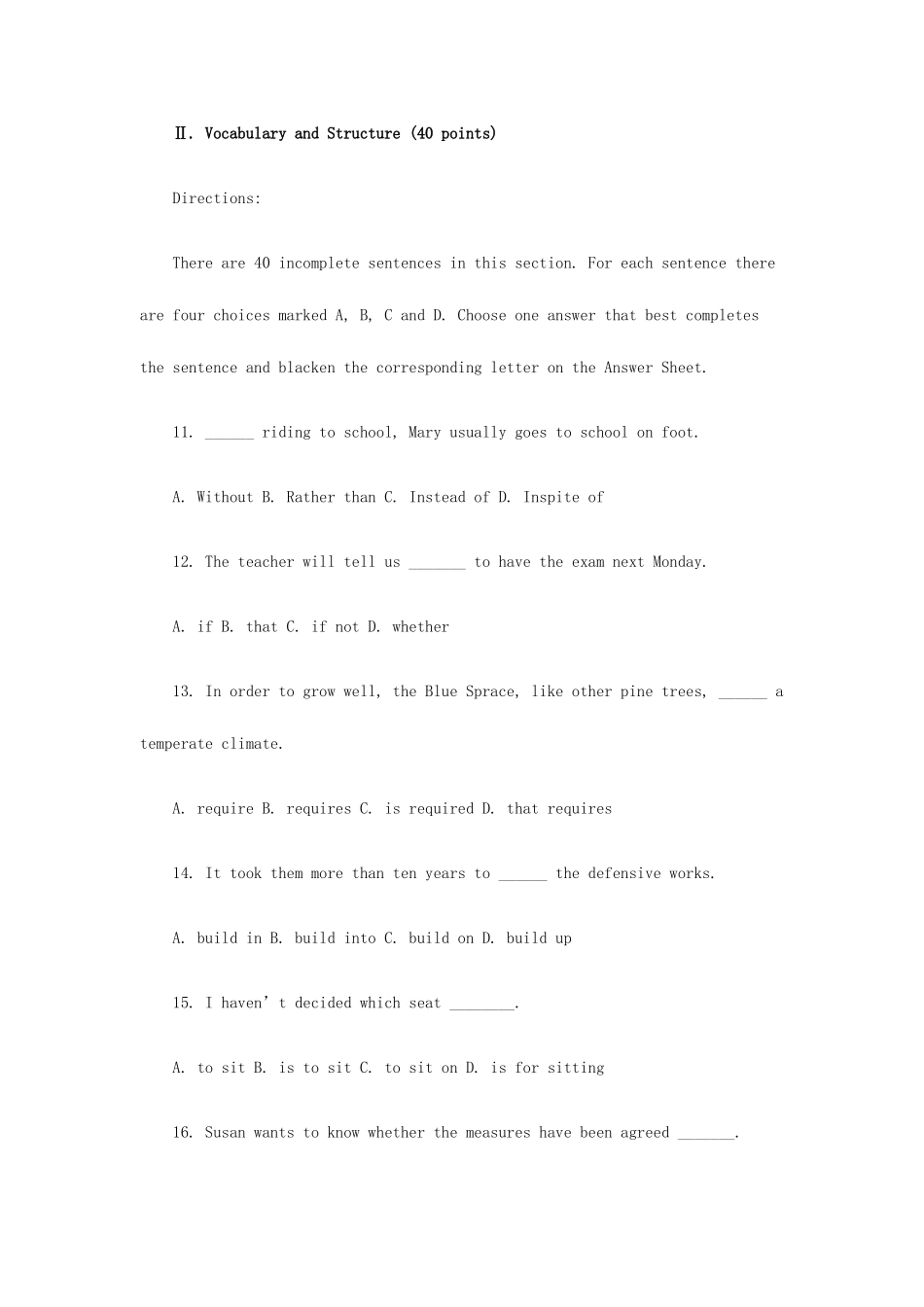 2025年成人高考英语模拟试题及答案六_第2页