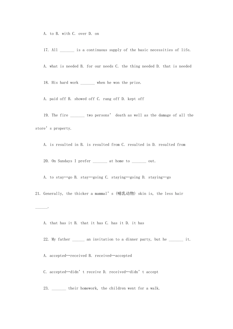 2025年成人高考英语模拟试题及答案六_第3页