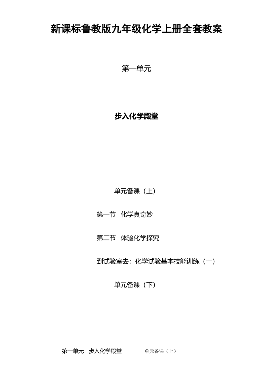 2025年新课标鲁教版九年级化学上册全套教案_第1页