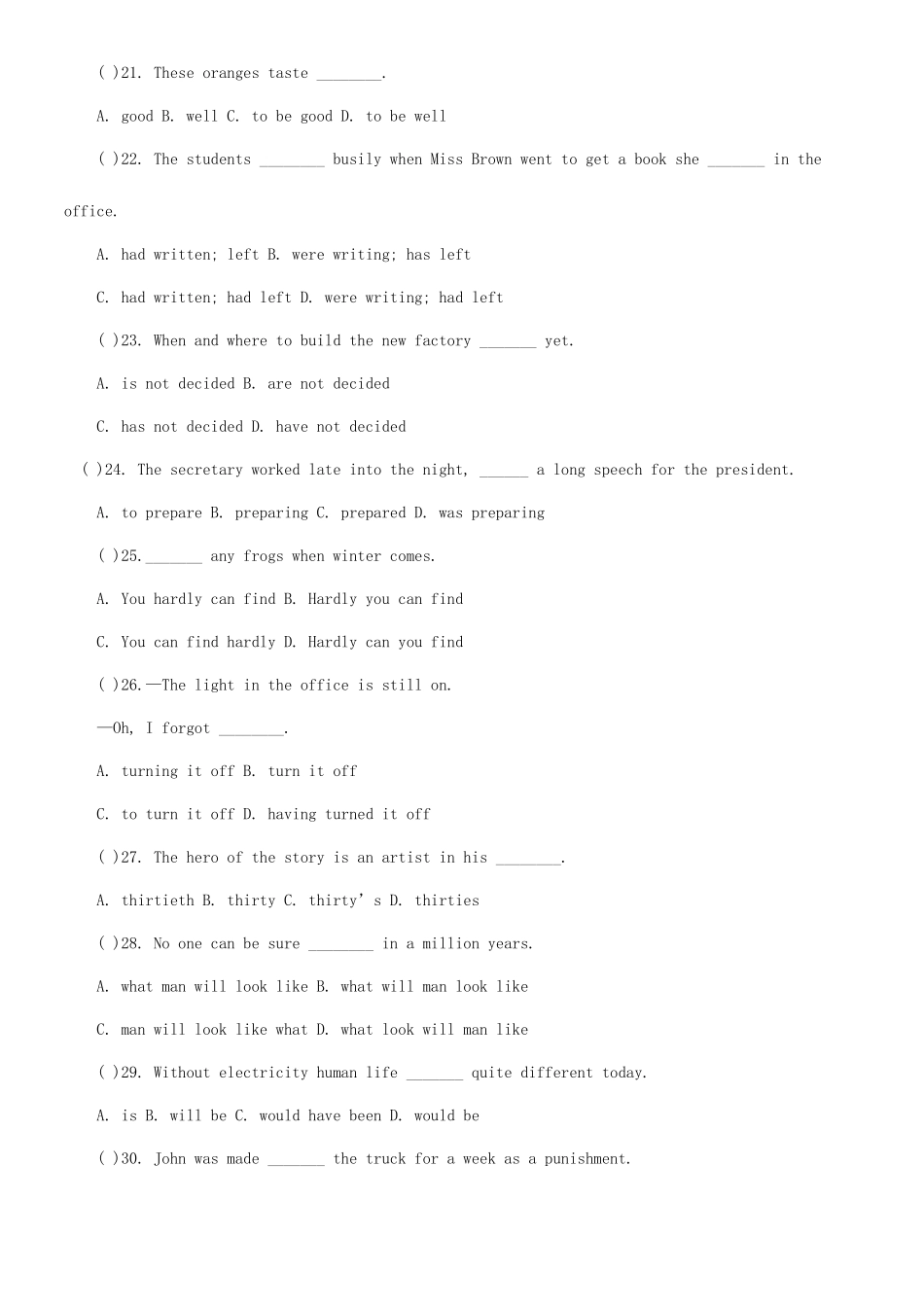 2025年成人高考高起点英语考前预测题及答案_第3页