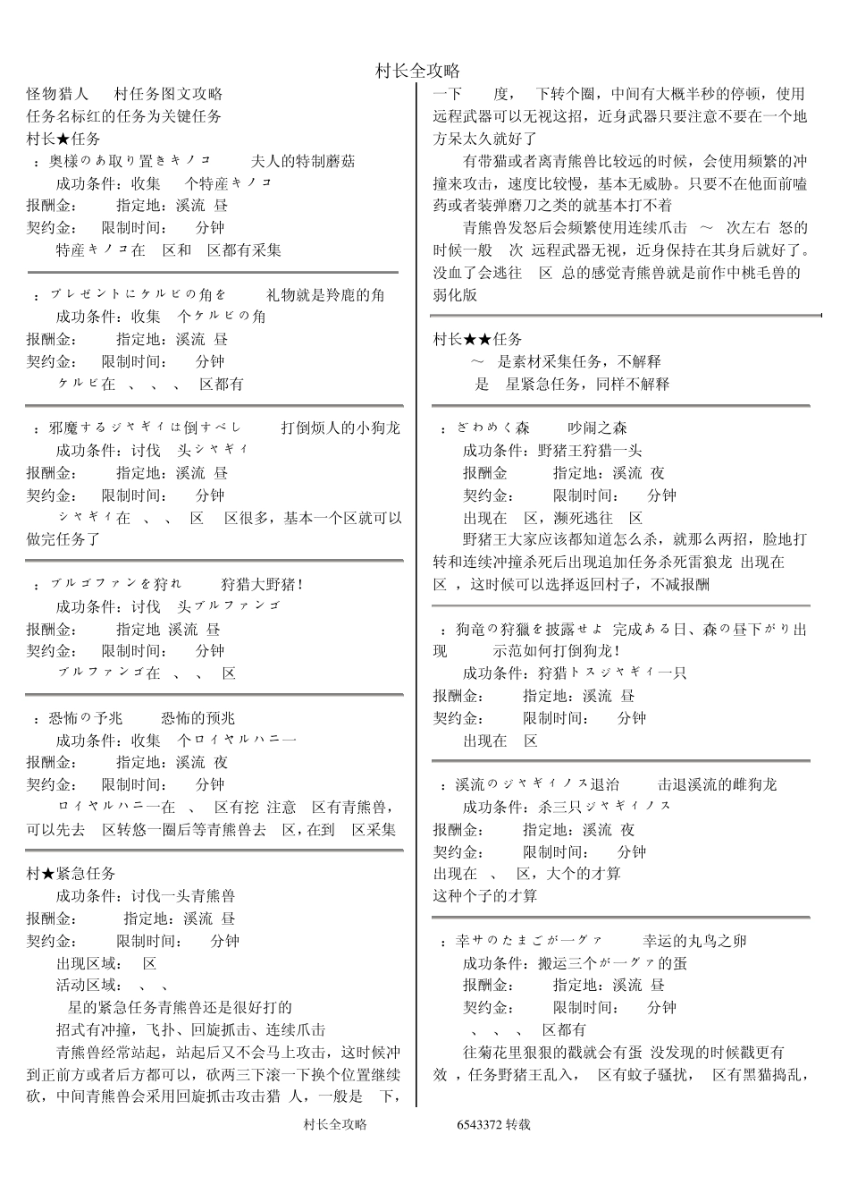 怪物猎人3任务攻略_第1页