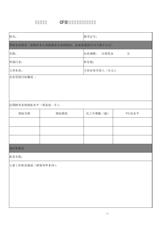 总会计师(CFO)职业能力综合评估资料表