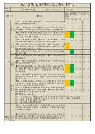 总经理胜任能力素质评估表