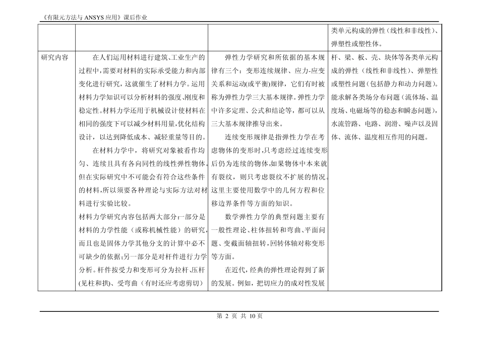 总结材料力学、弹性力学、有限元三门课程解决问题的思路和步骤,指出其异同点_第2页