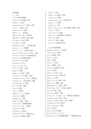 总结英语常用搭配