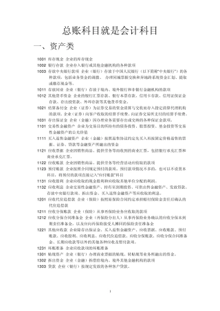 总账科目一览表